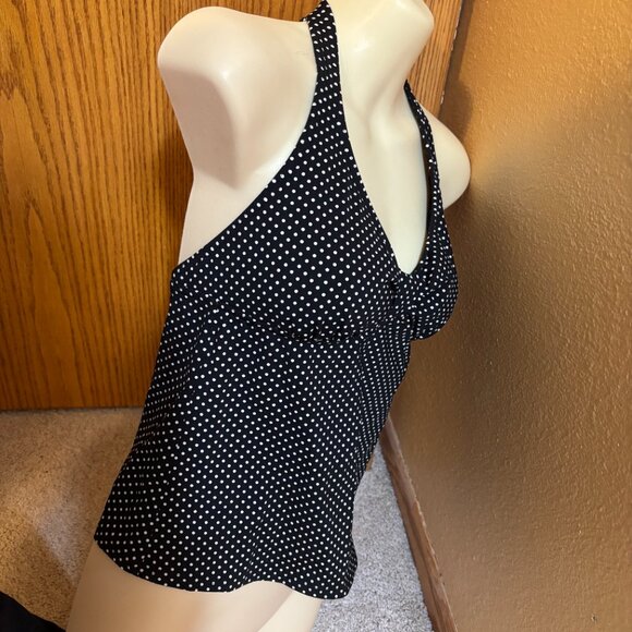 Vintage Lands' End Halter style Tankini Black with White polka Dots Size 6 - Picture 4 of 6